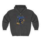 Space Voyager Zip Hoodie — 'LV' Vintage Rocket Graphic