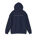 Leisure Hoodie — Minimal Front Text & Black Glove Back Graphic Hooded Sweatshirt
