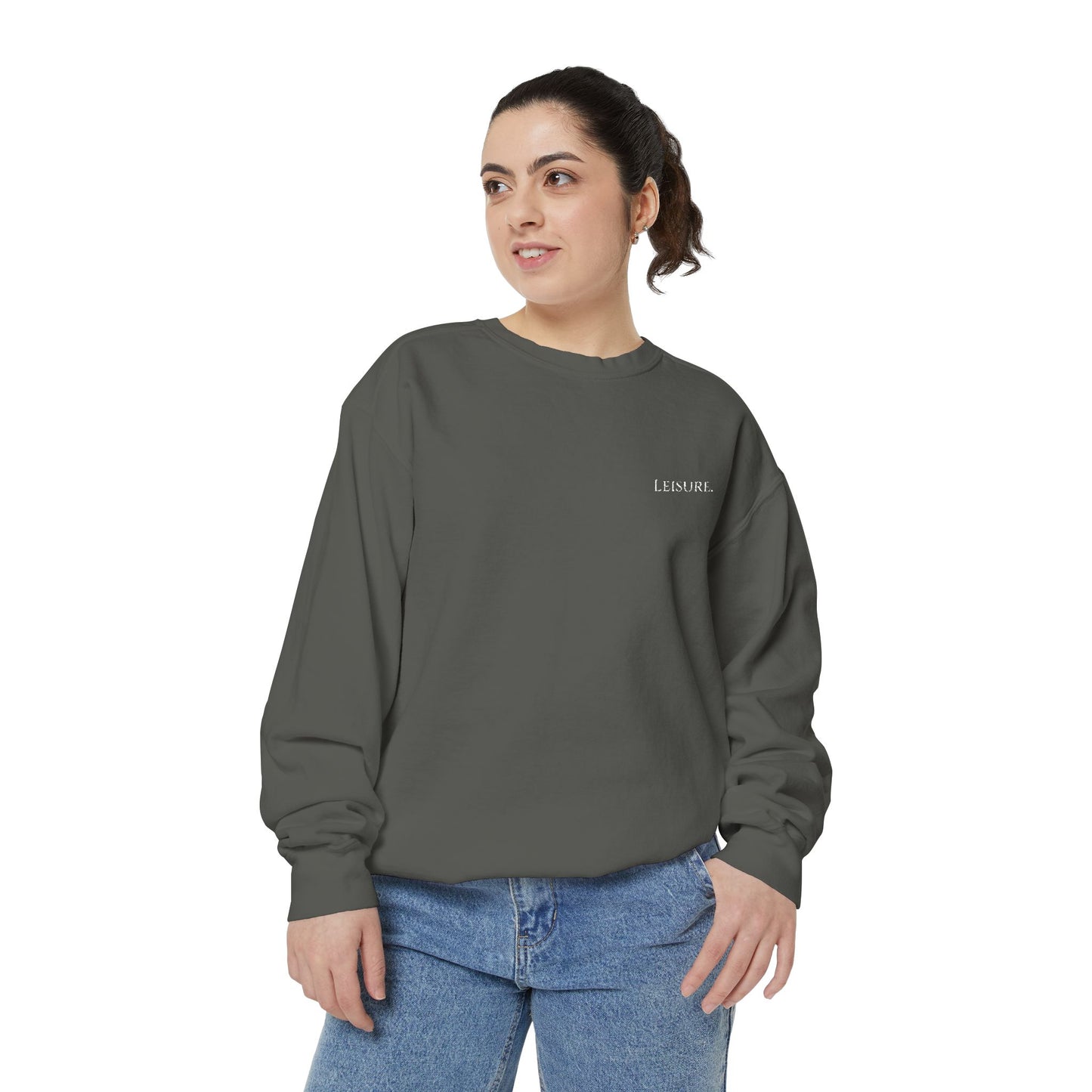 Minimal 'breathe.' Garment-Dyed Sweatshirt — Cozy Casual Unisex Crewneck