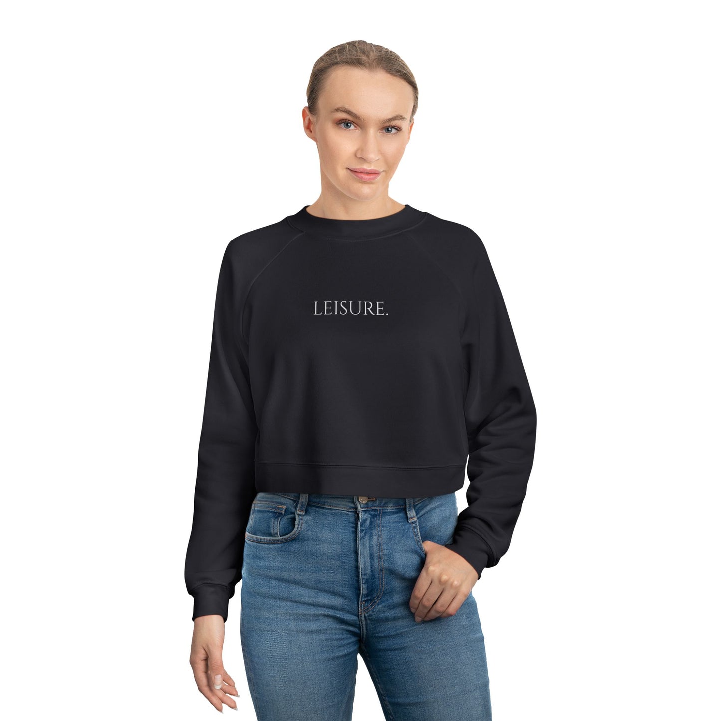Cropped Pullover - "LEISURE" Minimalist Fleece Sweatshirt