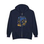 Space Voyager Zip Hoodie — 'LV' Vintage Rocket Graphic