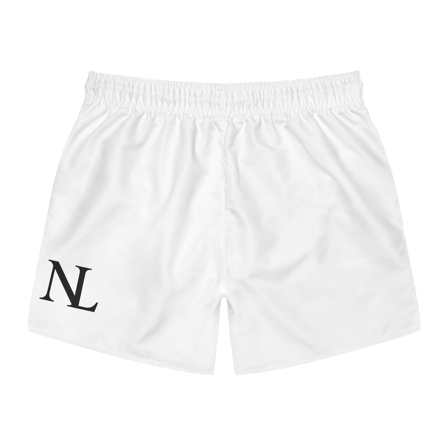 Swim Trunks — Minimal Black "LEISURE." Beach Shorts