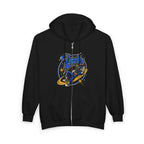 Space Voyager Zip Hoodie — 'LV' Vintage Rocket Graphic