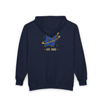 Space Voyager Zip Hoodie — 'LV' Vintage Rocket Graphic