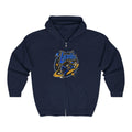 Space Voyager Zip Hoodie — 'LV' Vintage Rocket Graphic