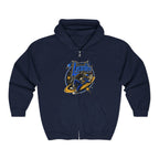 Space Voyager Zip Hoodie — 'LV' Vintage Rocket Graphic
