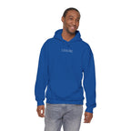 Leisure Hoodie — Minimal Front Text & Black Glove Back Graphic Hooded Sweatshirt