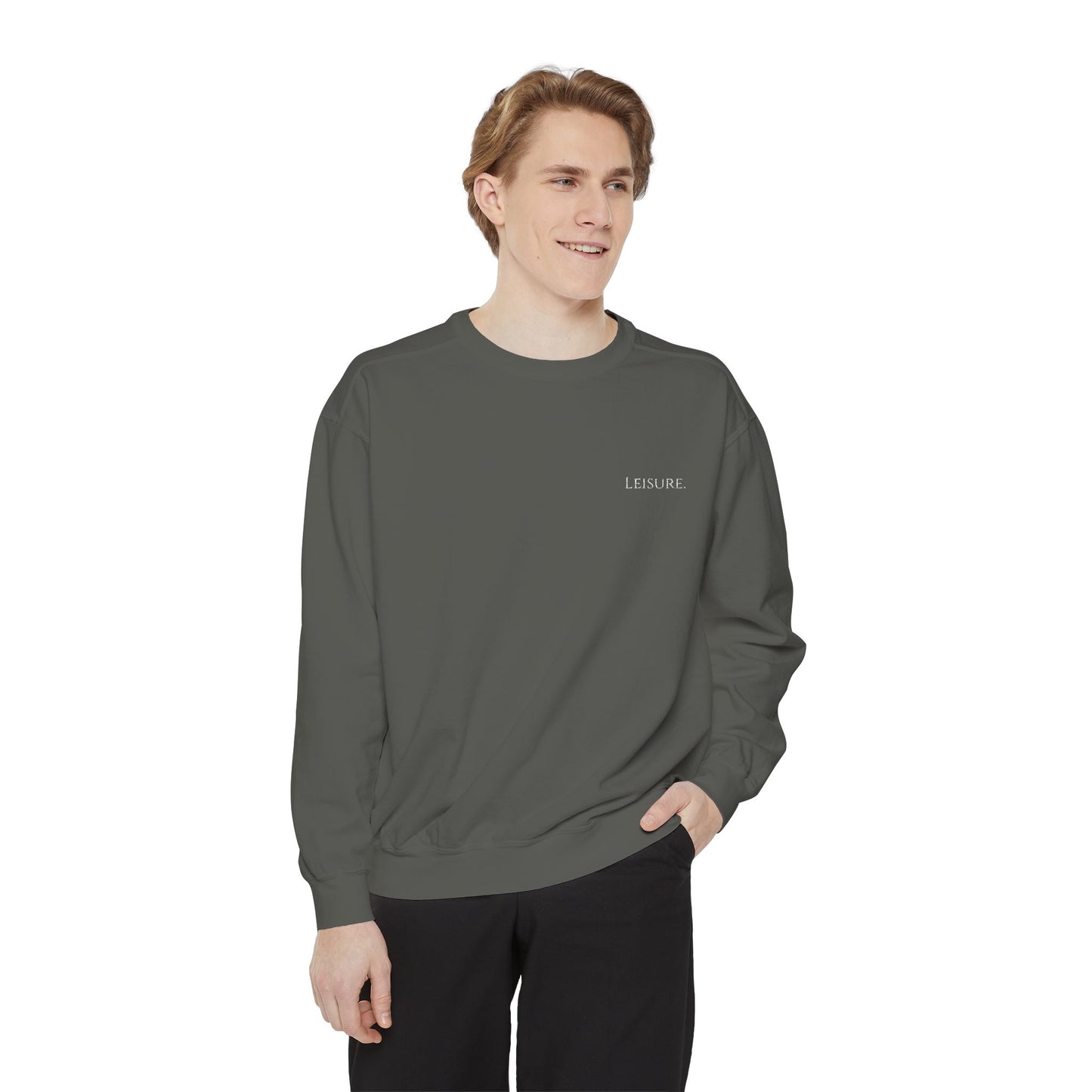 Minimal 'breathe.' Garment-Dyed Sweatshirt — Cozy Casual Unisex Crewneck