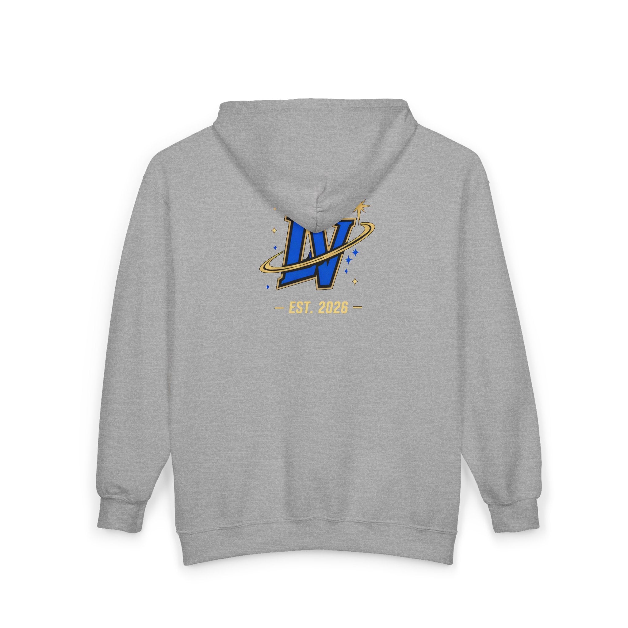 Space Voyager Zip Hoodie — 'LV' Vintage Rocket Graphic