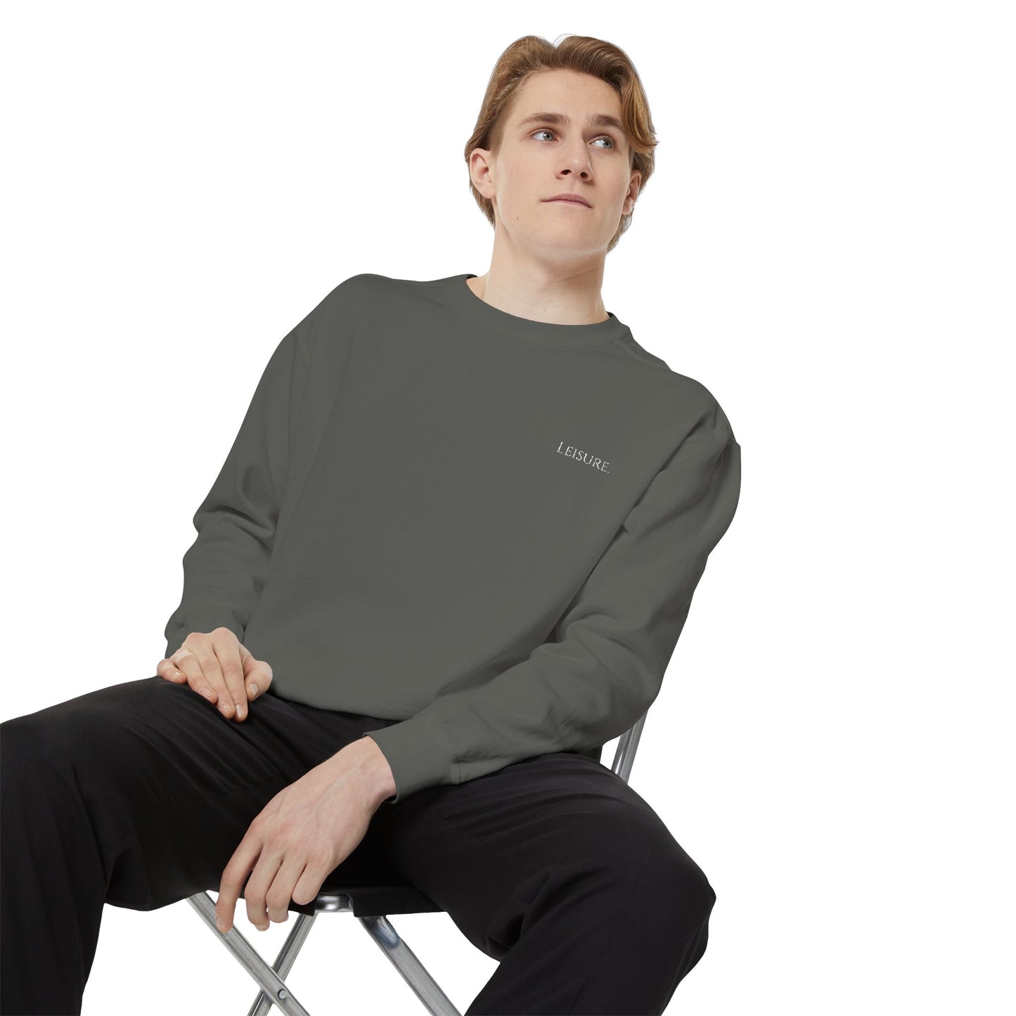 Minimal 'breathe.' Garment-Dyed Sweatshirt — Cozy Casual Unisex Crewneck