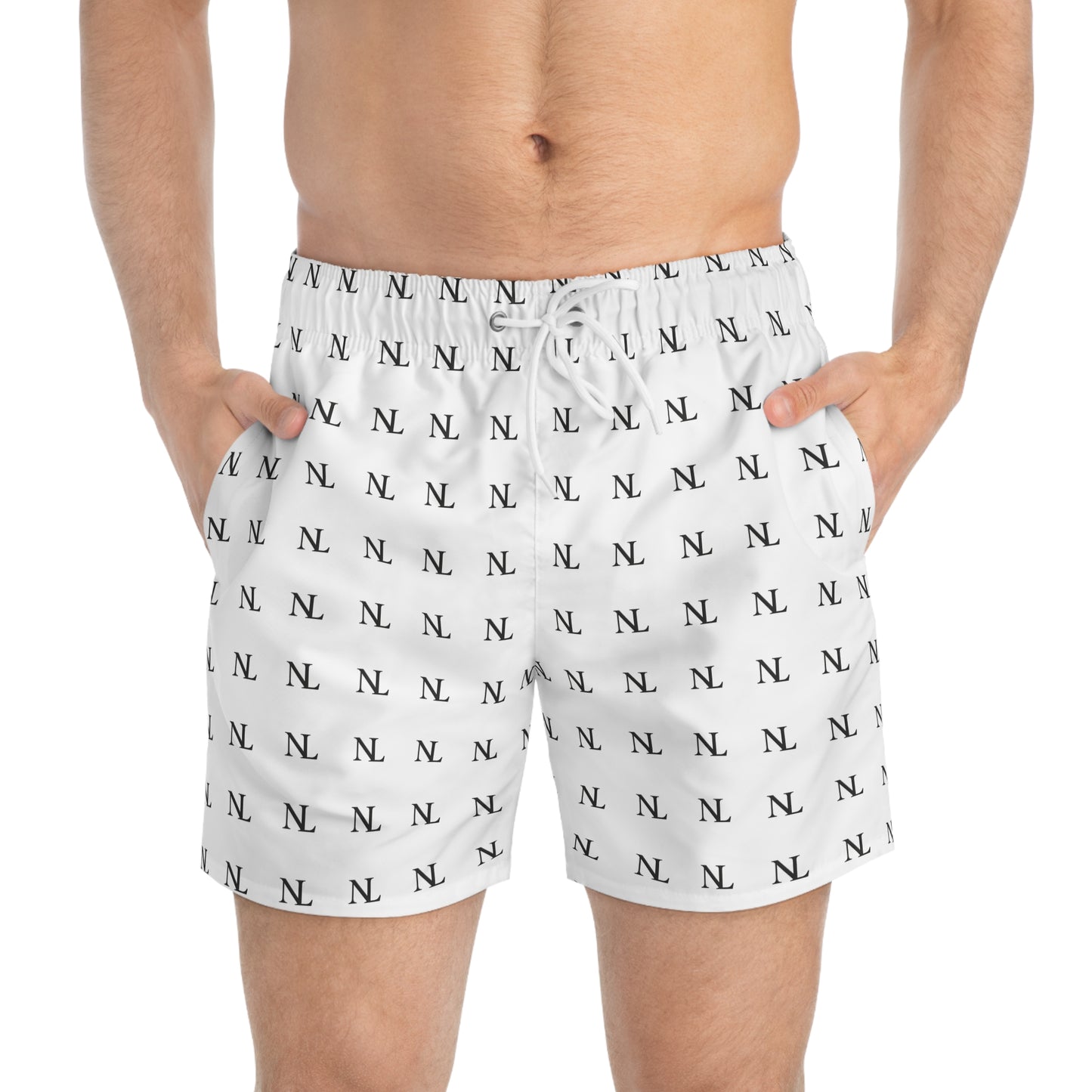 Leisure No Logo Swim Trunks — Minimal All-Over Print Swim Shorts