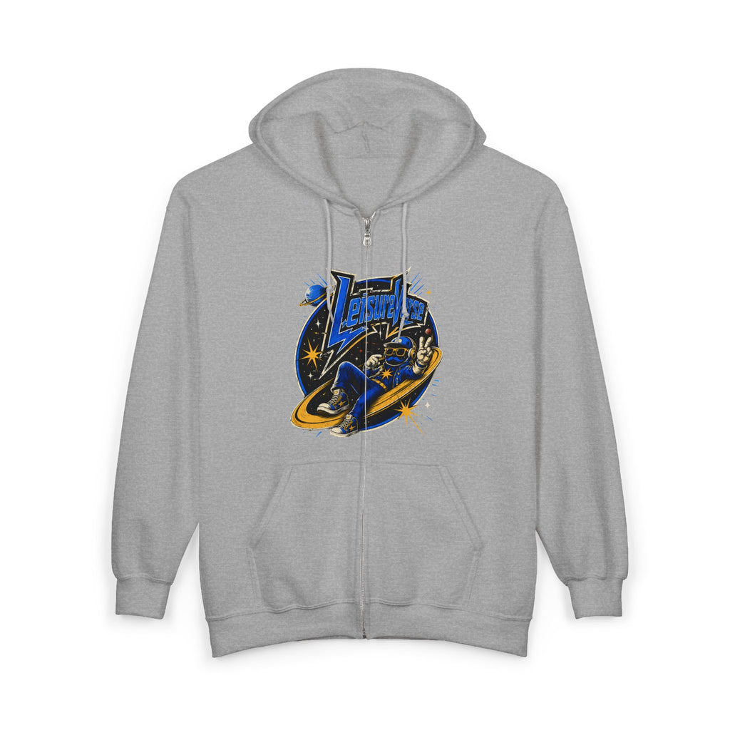 Space Voyager Zip Hoodie — 'LV' Vintage Rocket Graphic
