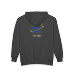 Space Voyager Zip Hoodie — 'LV' Vintage Rocket Graphic