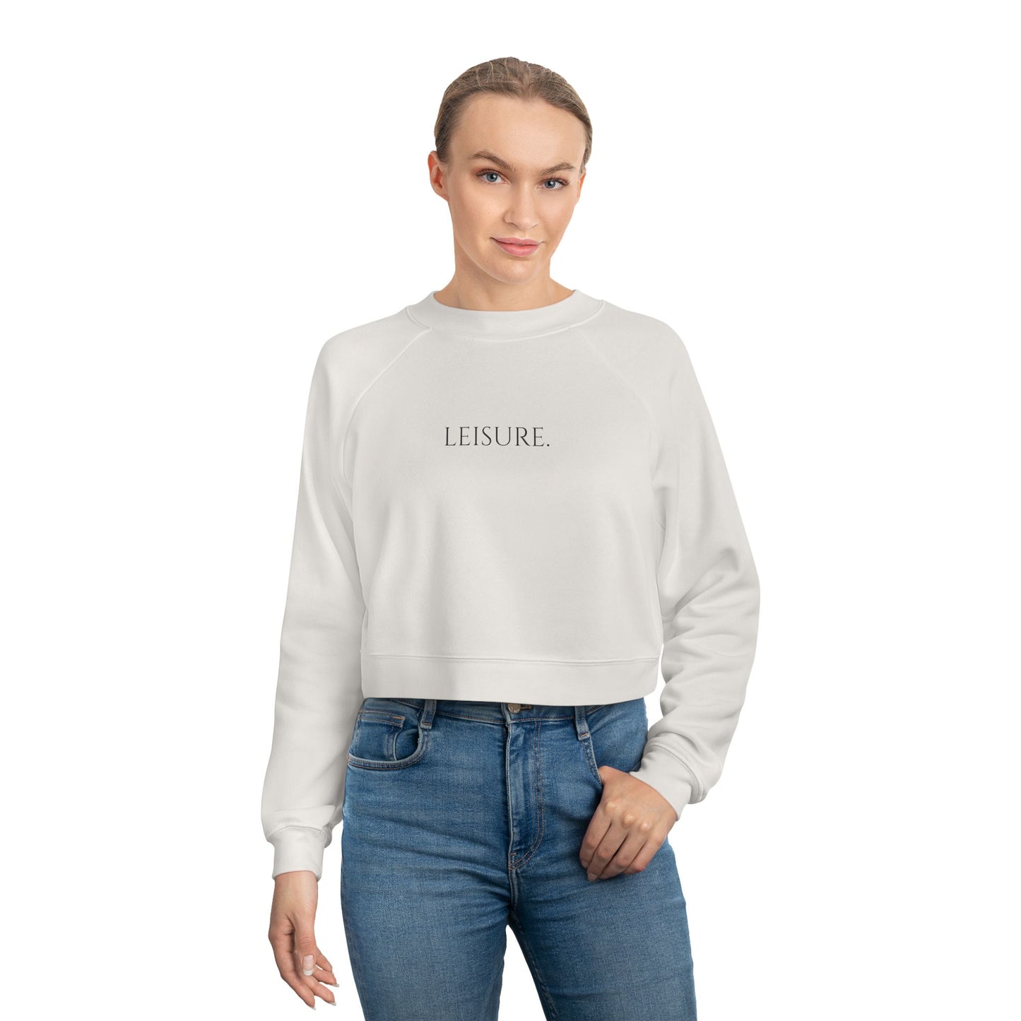 Cropped Pullover - "LEISURE" Minimalist Fleece Sweatshirt