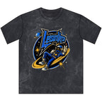 Vintage Crewneck Tee — 'Leisure Level' Retro Astronaut Graphic T‑Shirt