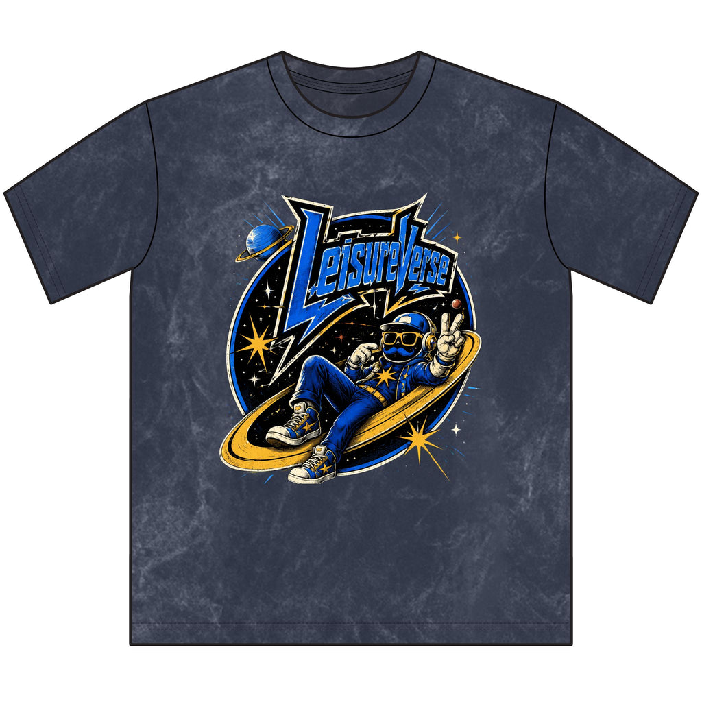 Vintage Crewneck Tee — 'Leisure Level' Retro Astronaut Graphic T‑Shirt