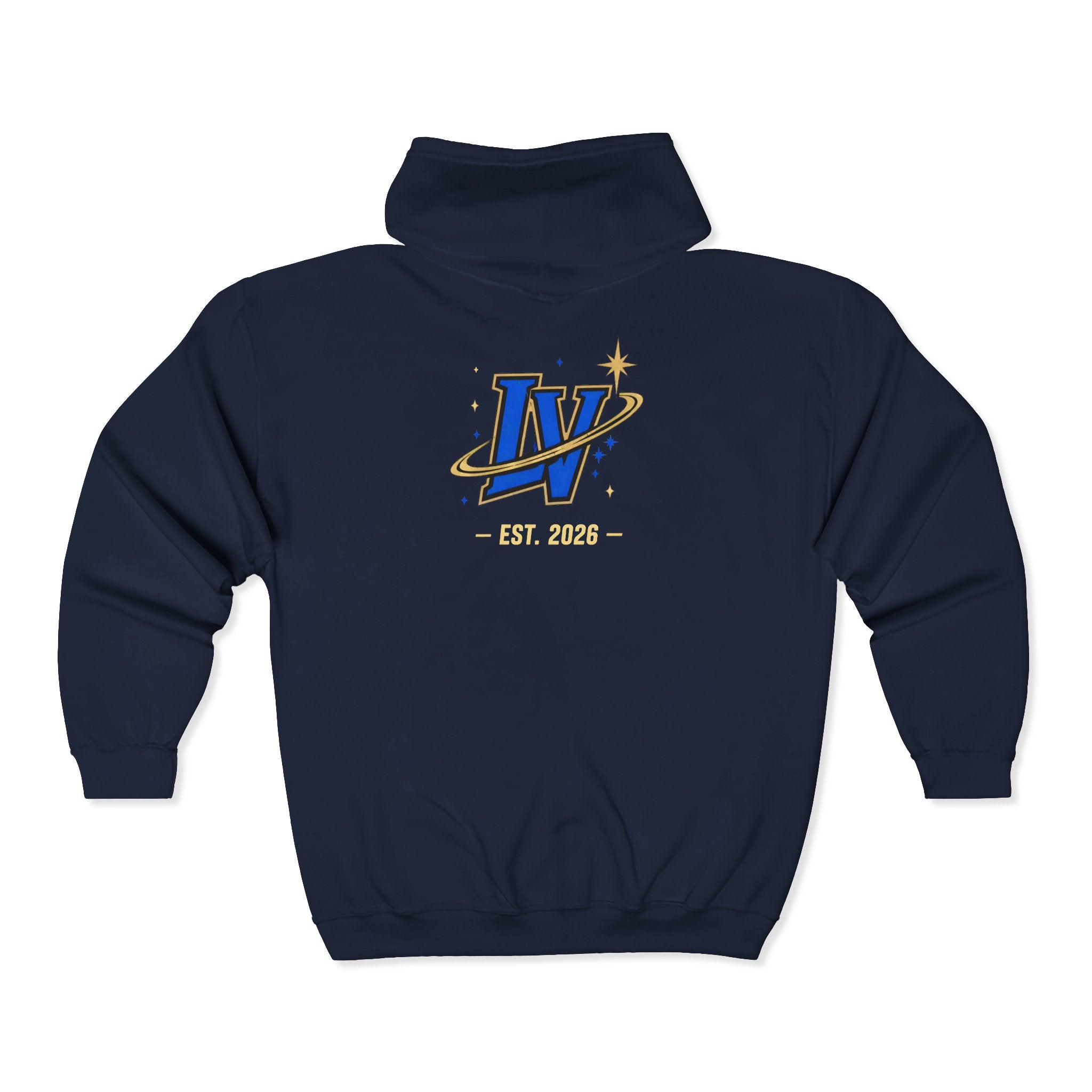 Space Voyager Zip Hoodie — 'LV' Vintage Rocket Graphic