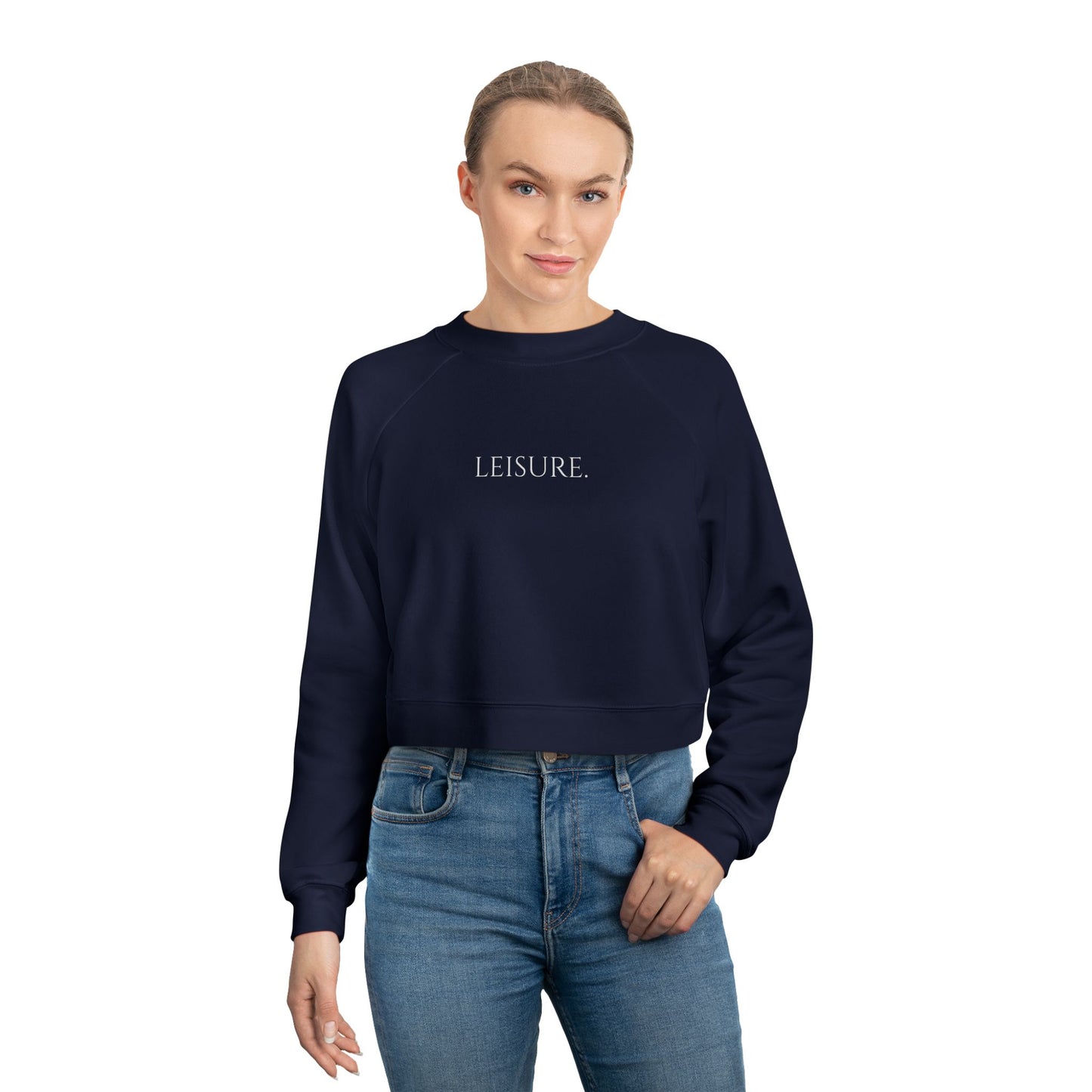 Cropped Pullover - "LEISURE" Minimalist Fleece Sweatshirt
