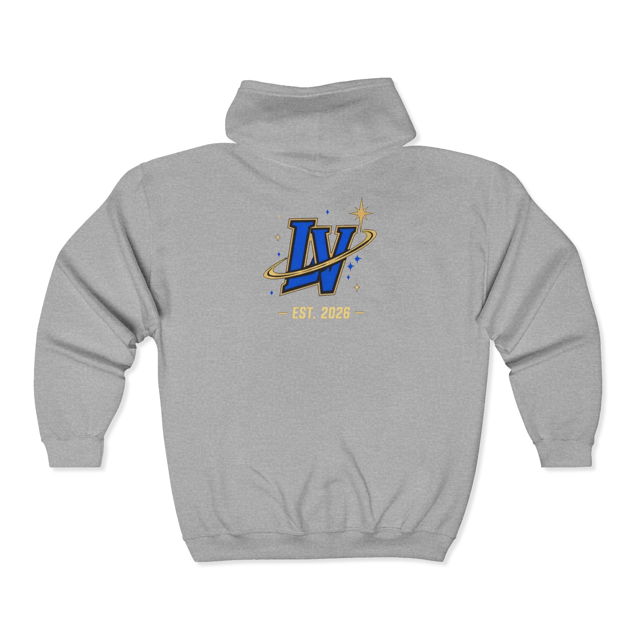 Space Voyager Zip Hoodie — 'LV' Vintage Rocket Graphic