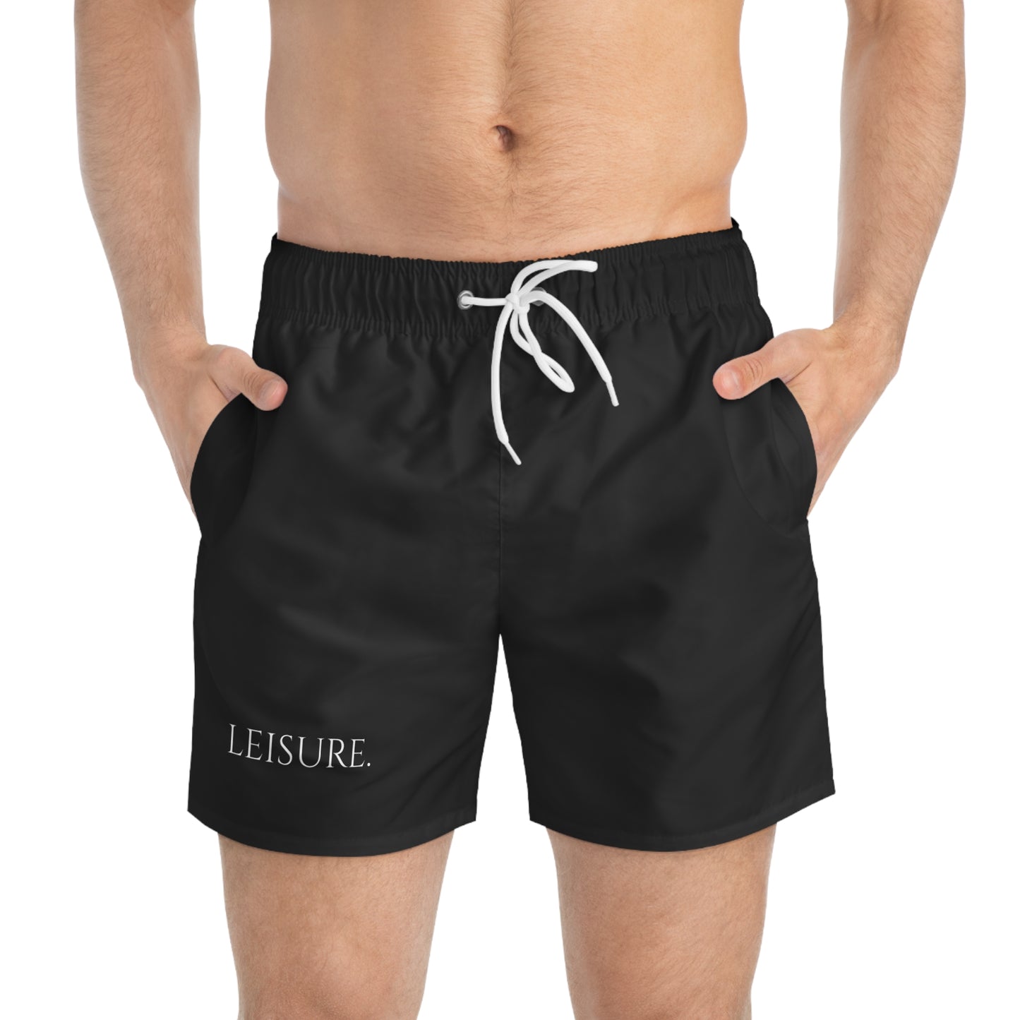 Leisure NL Logo Swim Trunks — All-Over Print