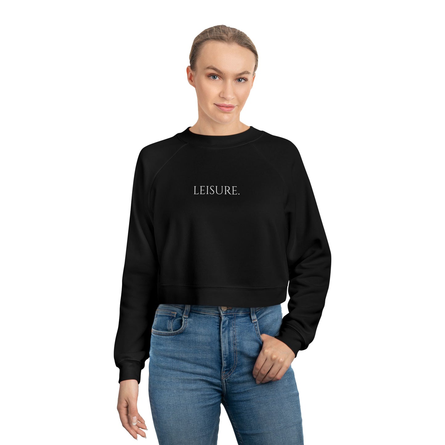 Cropped Pullover - "LEISURE" Minimalist Fleece Sweatshirt